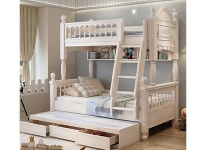 Holz Stockbett weiß Etagenbett Kinderbett Jugendbett mit Leiter Doppelstockbett