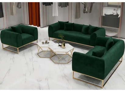 Elegantes 3-tlg Wohnzimmer Set  Komfort Sofagarnitur 3+2+1 Sitzer Textil