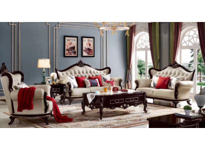 Wohnzimmer Weiß Sofagarnitur Kunstleder Komplettes Designersofa Set 5tlg