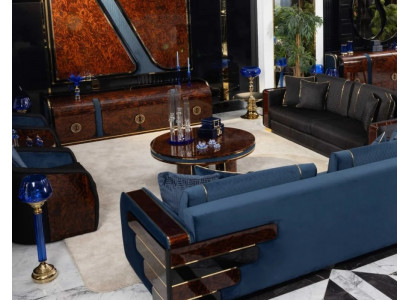 Moderner Brauner Wohnzimmer Couchtisch Designer Goldakzente