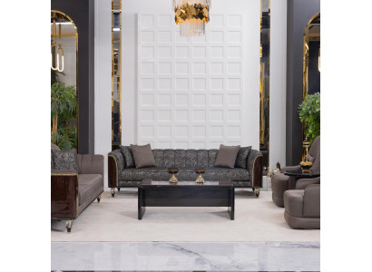 Luxuriöses graues Wohnzimmer-Set weiches Sofa, Kaffeetisch Beistelltisch