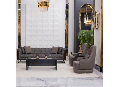 Stilvolles Graues Wohnzimmer Set Designe Couch Polstersessel Tische