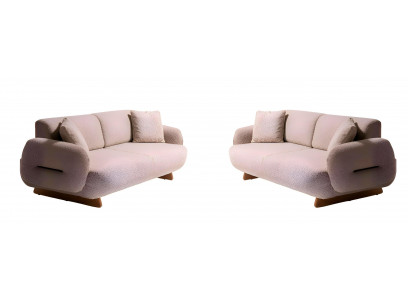 Beigefarbenes Sofa-Set 3-Sitzer-Sofa Weiche Stoffsofas Designermöbel