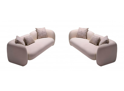 Beiger stilvoller 3-Sitzer-Sofa Stoffsofa Sofagarnitur Wohnzimmermöbel