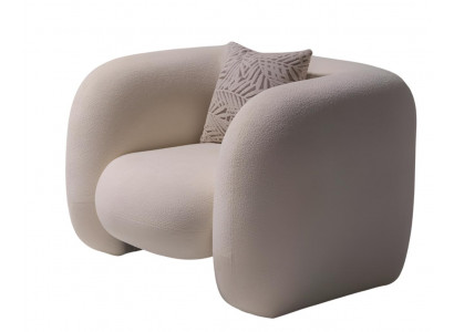 Stilvoller beiger Stoffsessel weicher Sessel Designersessel Wohnzimmermöbel