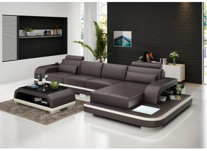 Ledersofa Couch Wohnlandschaft Ecksofa Eck Garnitur Design Modern Sofa G8013C