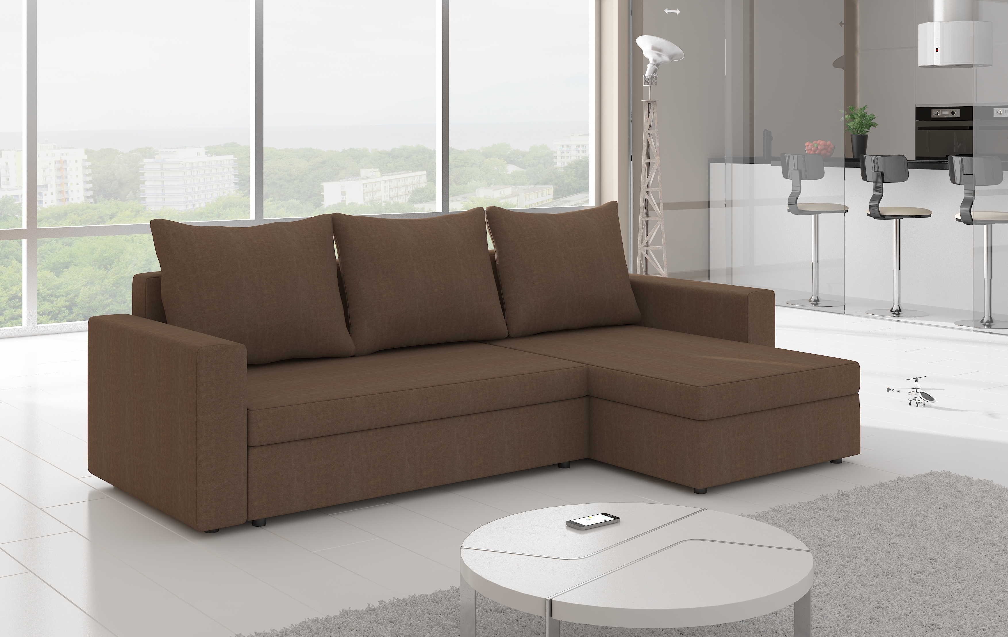 Ontwerp hoekbank slaapbank bedfunctie bank leer bekleding textiel sofa's nieuw 502