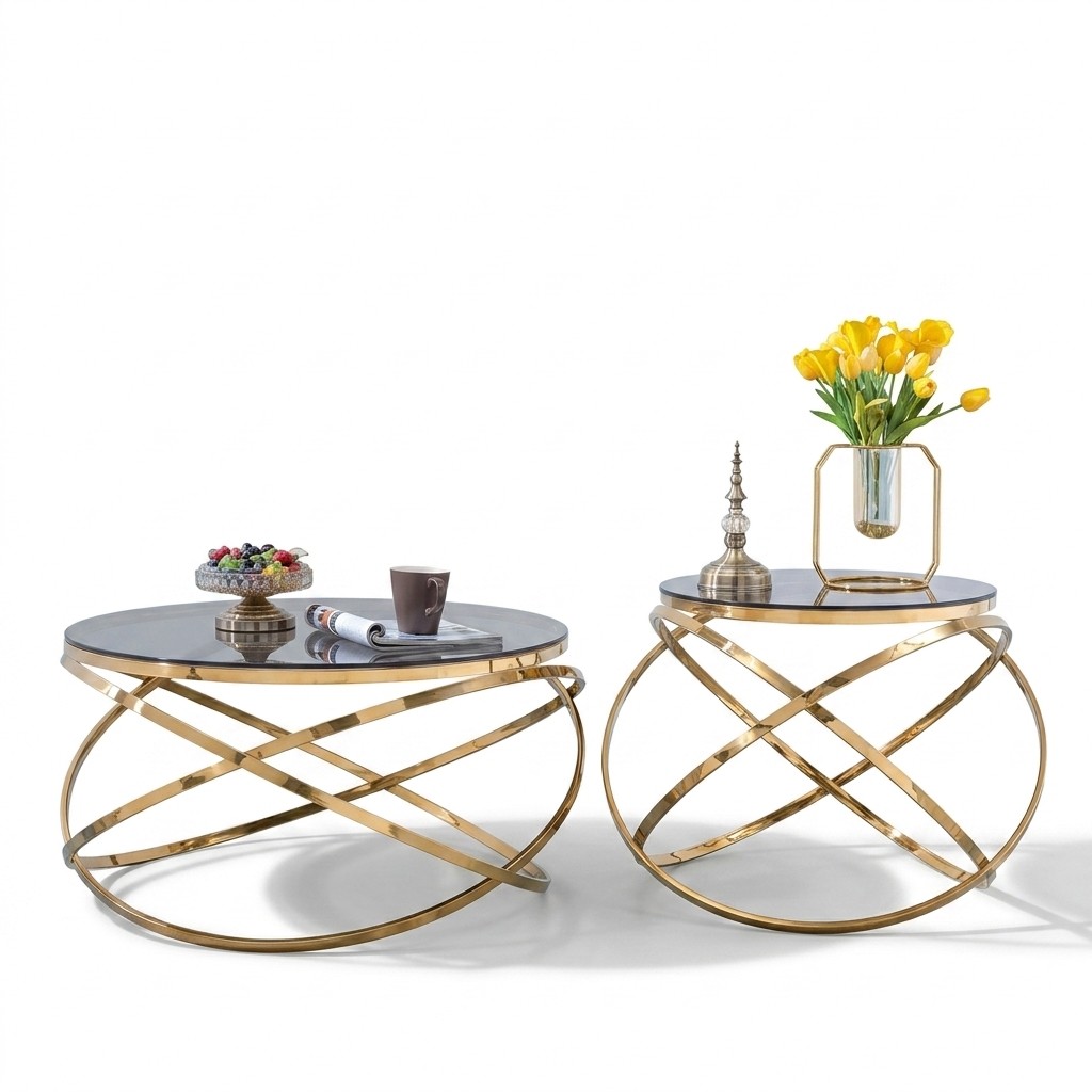 Bijzettafel Ronde Tafels Ronde Bank Metalen Kunstmarmer Designer Luxe