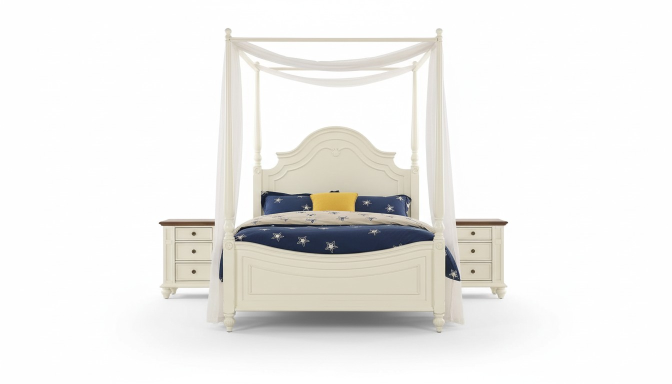 Hemelbed Bed 3-delige set Slaapkamer Bedden 3-delige set Landelijke meubels Nachtkastje