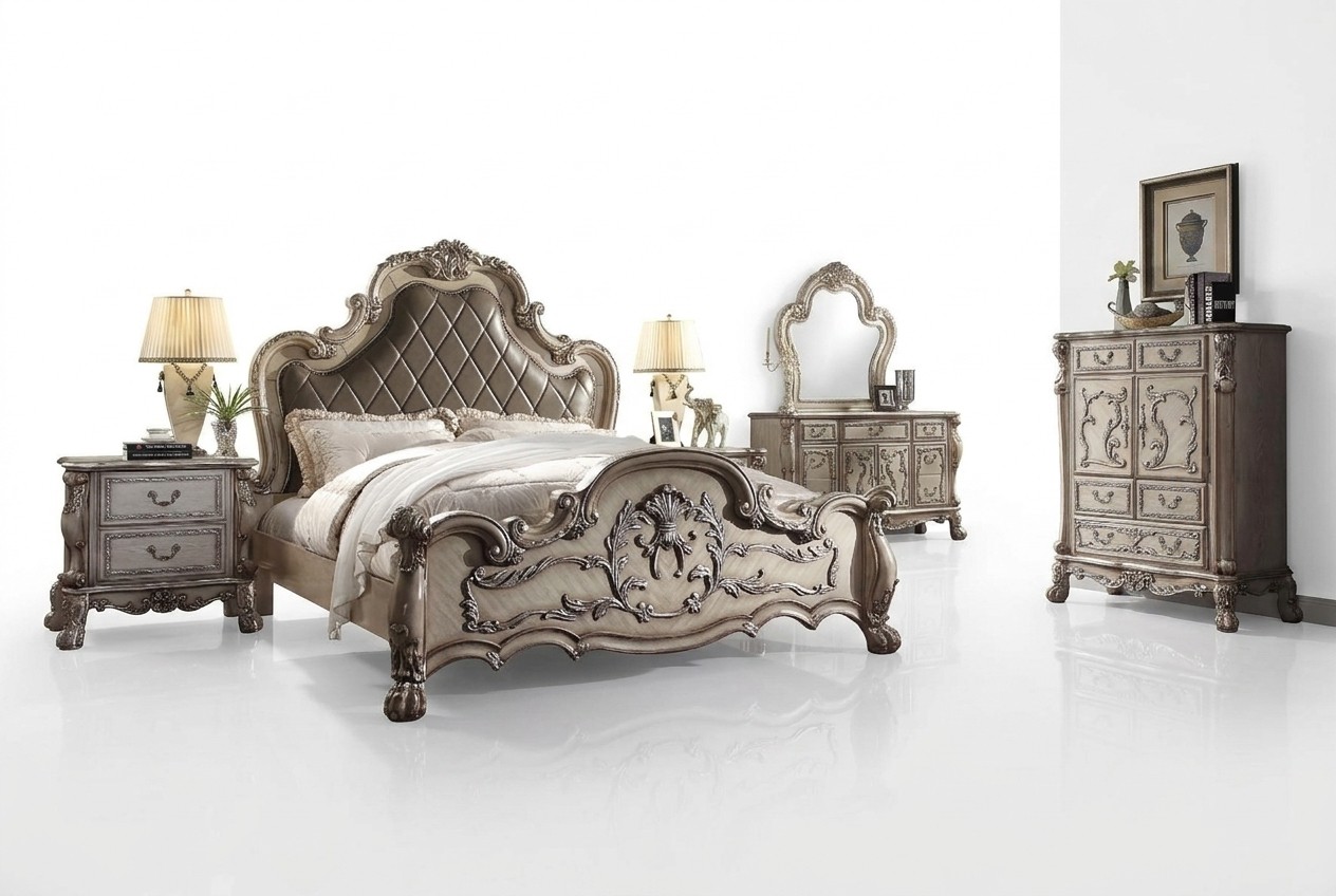 Compleet set slaapkamer Koninklijk barok bed Kaptafel Nachtkastje 6-delig.