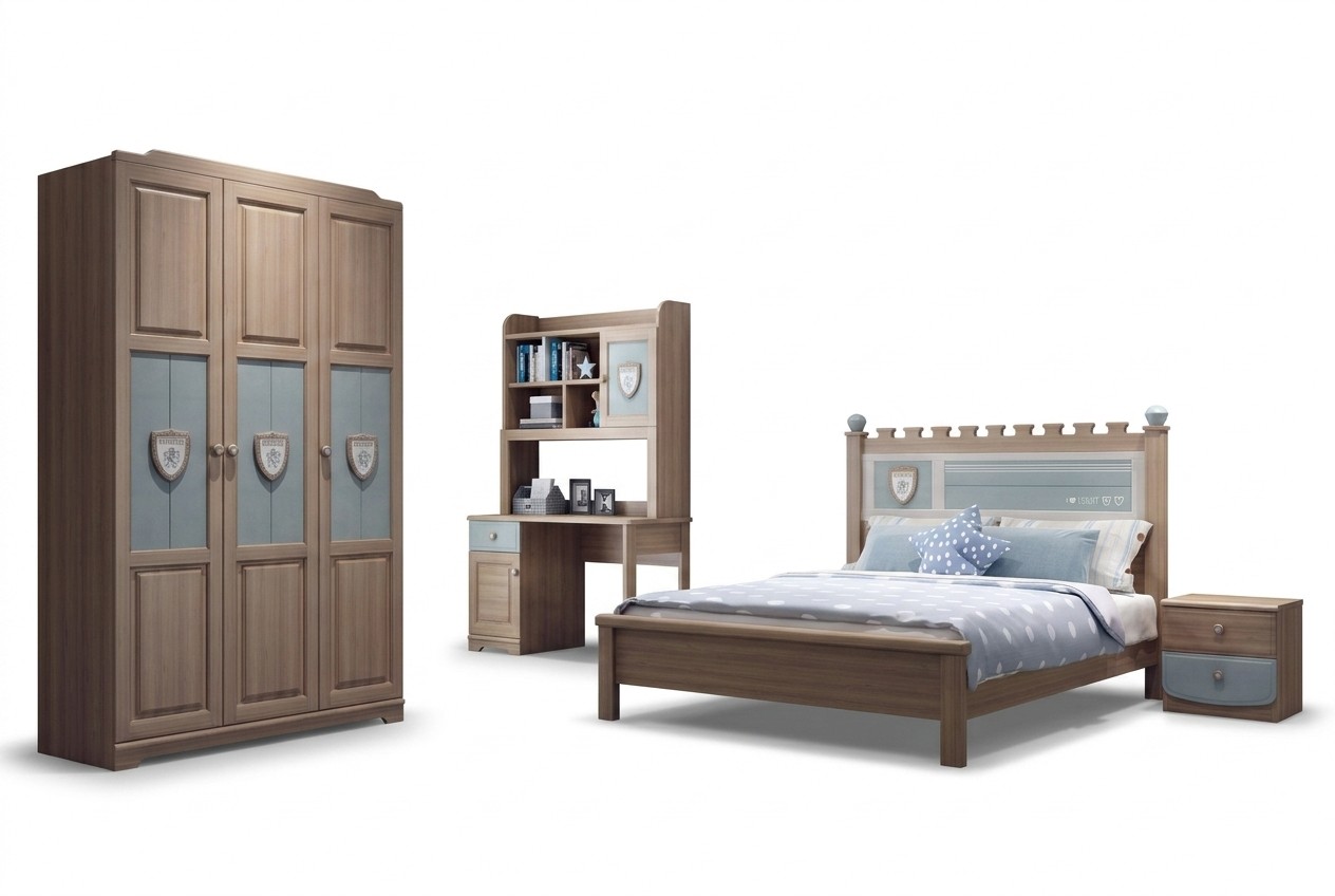 Jongenskamer kinderkamerset bed commode kledingkast 5-delig slaapkamer nieuw
