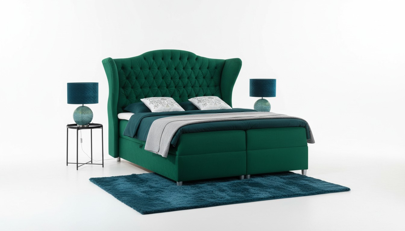 Chesterfield boxspring bedden hotelbed slaapkamer fluweel luxe meubels