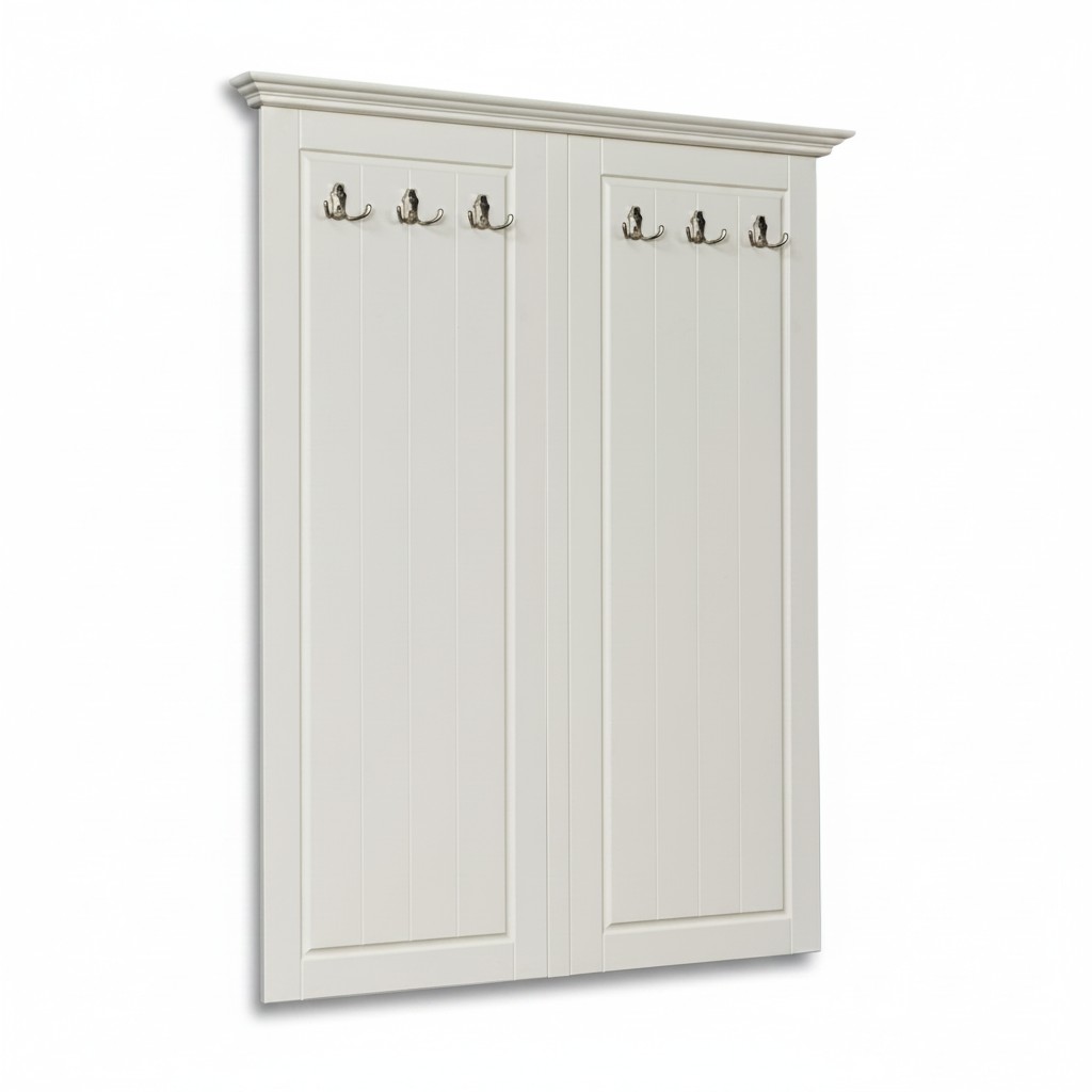 Landhuisstijl kledingrek muurgarderobe houten kapstok wit nieuw