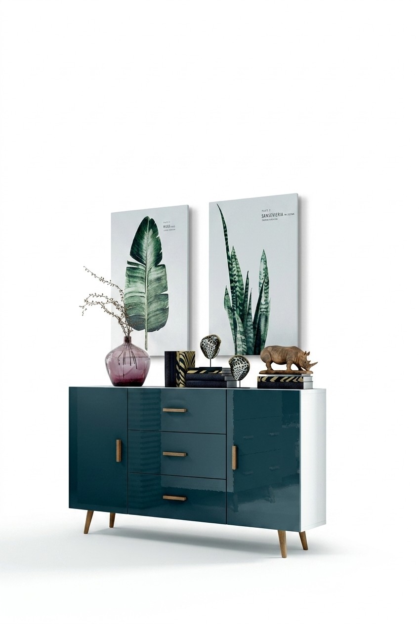 Ladenkast woonkamer kast 140cm XL lage borden moderne houten dressoir sideboard
