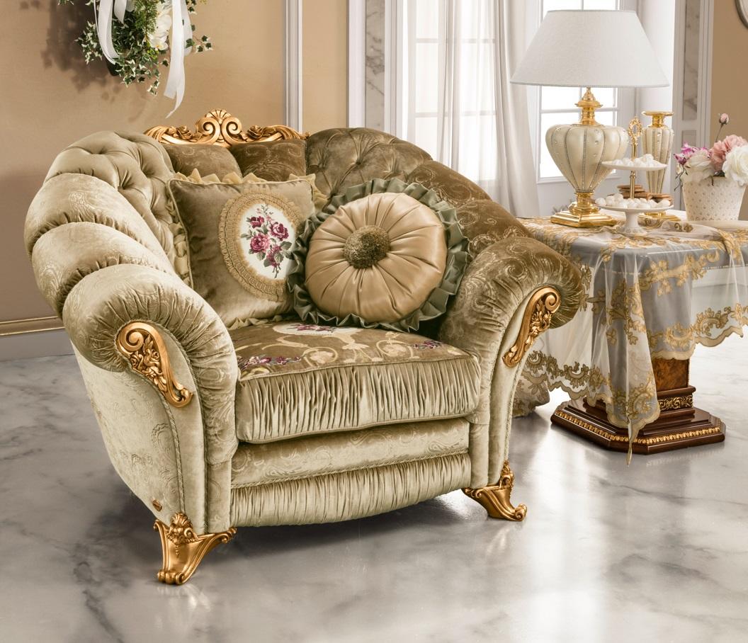 Ontwerper Armstoel Gestoffeerde Bank Zitter Barok Rococo Woonkamer Fauteuil Lounge