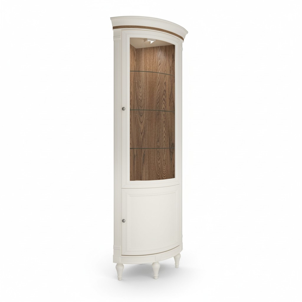 Eck Vitrine Vitrinenschrank Vitrines Woonkamer Kijkkasten Design Hout Nieuw
