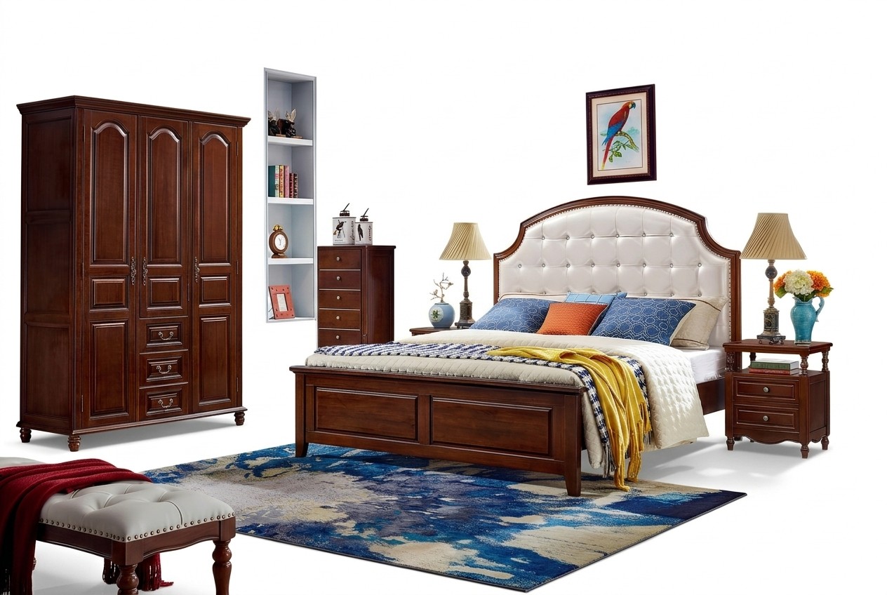 Slaapkamer set Bed 2x Nachtkastjes Klassieke kledingkast 4-delig.