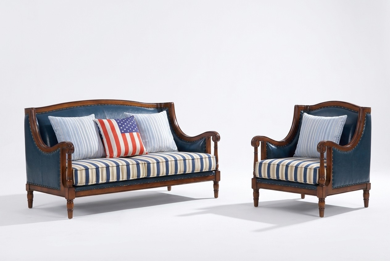 Blauw-bruine bankstel 3+2 zits leren bankstellen Luxe bankstellen Woonkamerset