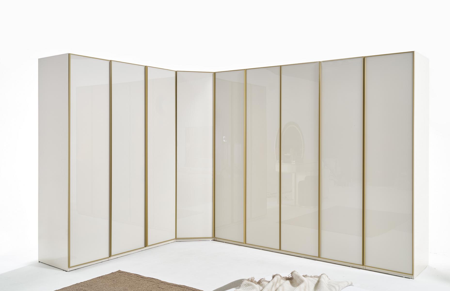 Hoogglans kledingkast Slaapkamerkasten Hoekkast Luxe meubels Goud Beige