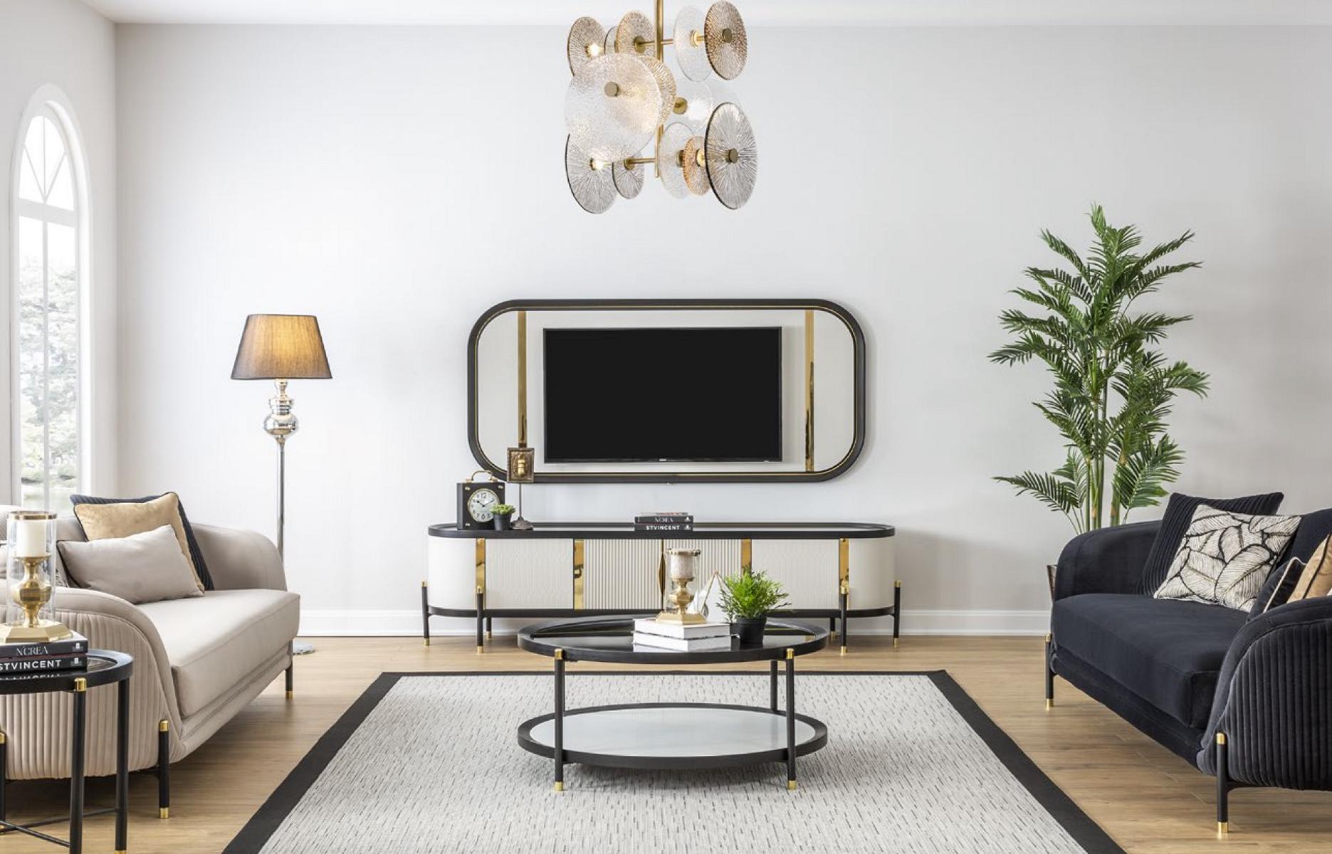 Luxe Set Moderne rtv Woonkamer Beklede Zitbank Slaapbank 3 + 3 Zit Salontafel