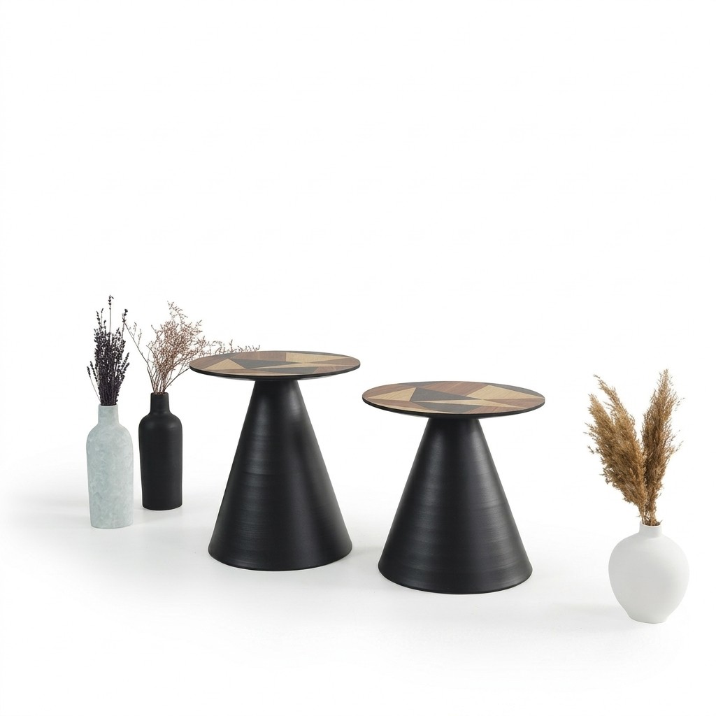 Designer set met 2 salontafels in eigentijdse stijl voor de woonkamer.