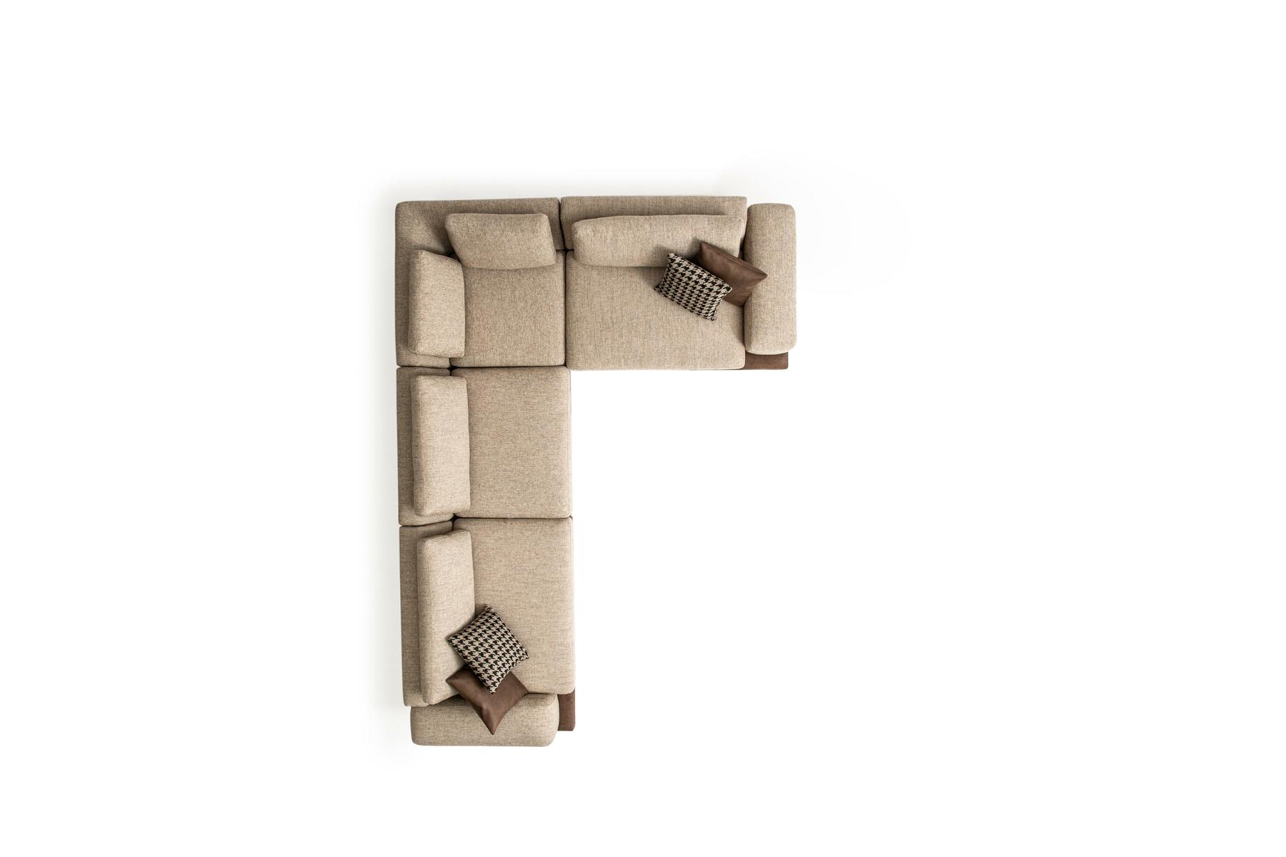 Beige hoekbank gestoffeerde hoekbank L-vormige bank Moderne woonlandschap Bank