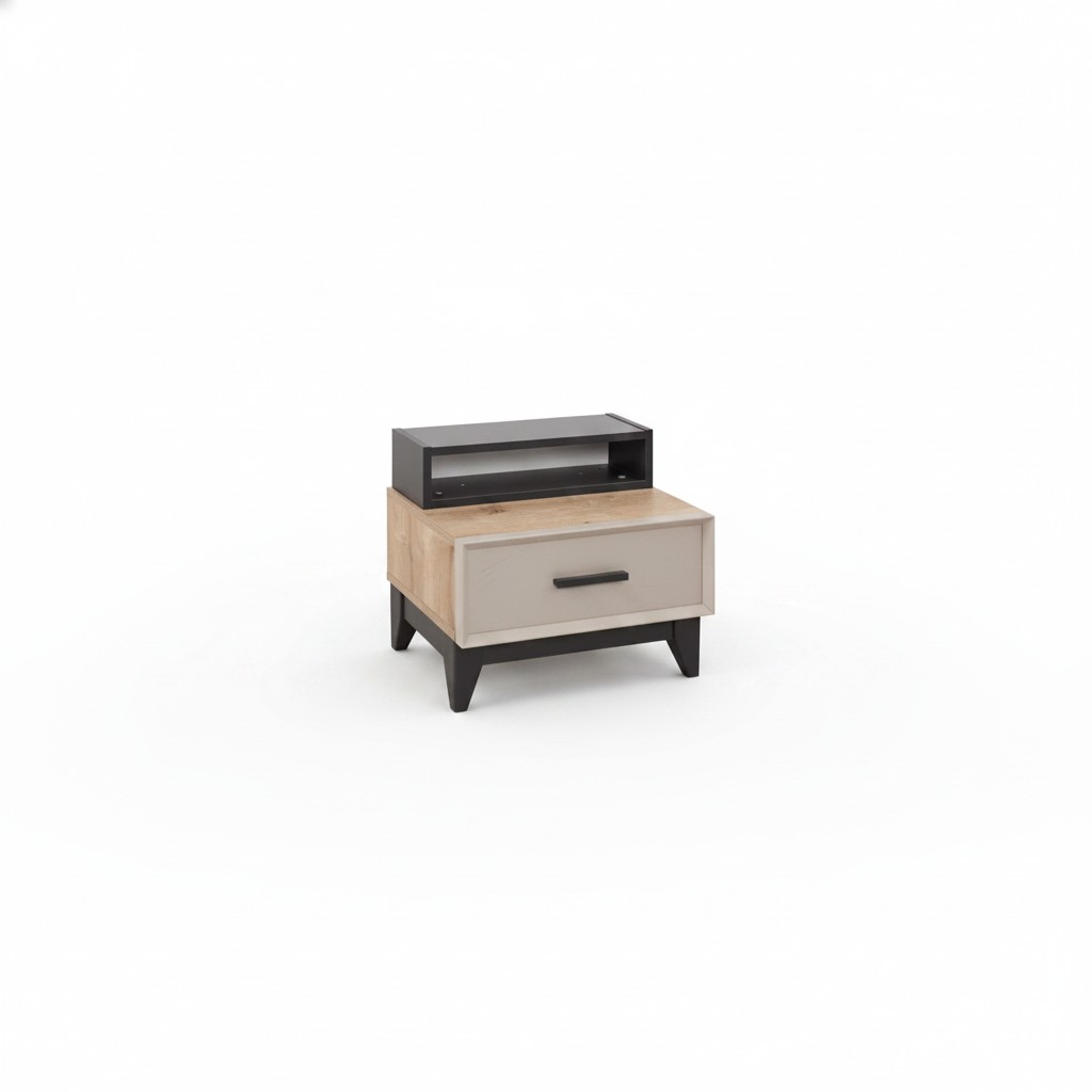 Kinderkamer nachtkastje moderne nachtkosolen consoles hout bruine tafel.