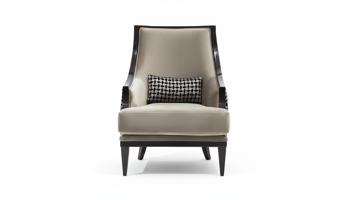 Fauteuil Oorfauteuil Eenzitter Zitter Stof Grijs Woonkamer Klassiek