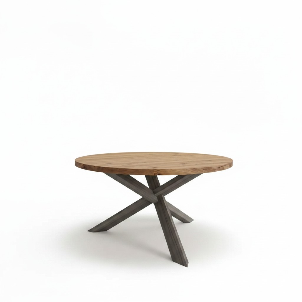 Eetkamer Ronde Eettafel Hout Ronde Keukentafel Moderne Stijl Bruin 140cm