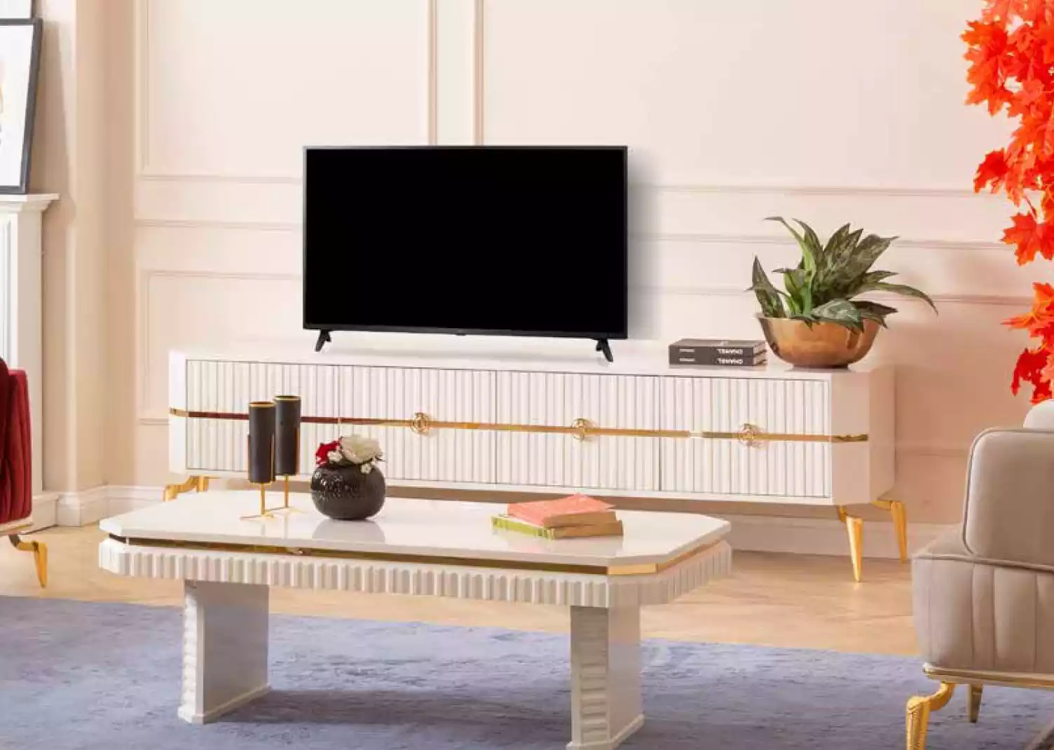 Salontafel dressoir 2-delig woonkamermeubels tafel lowboard nieuw wit