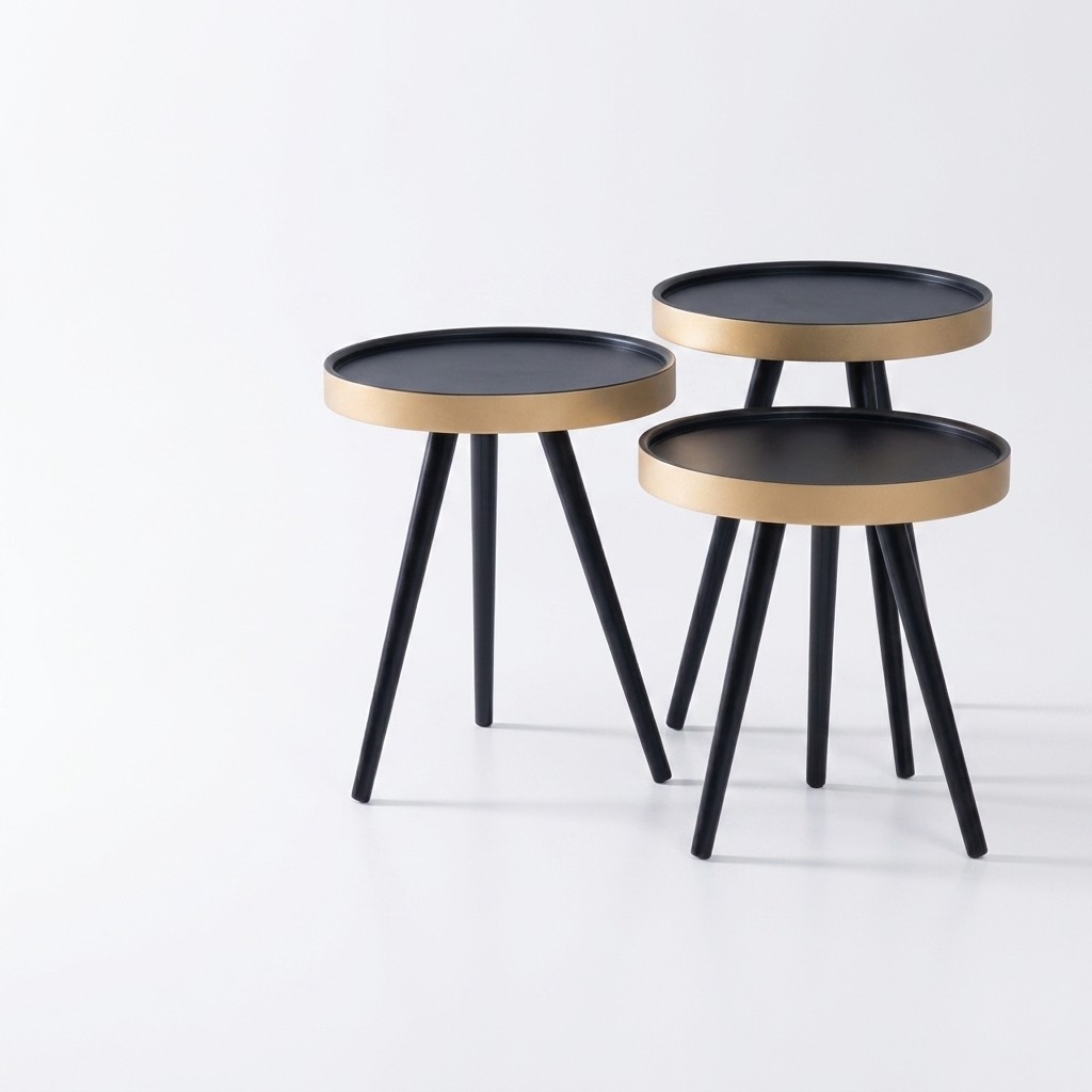 Bijzettafel stijlvol salontafel ronde houten nieuw zwart