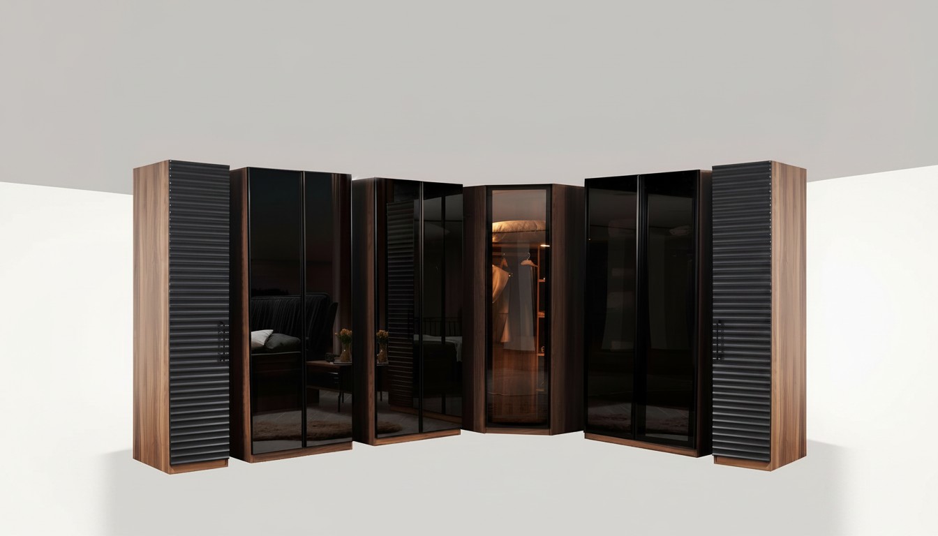 Slaapkamermeubels Moderne hoekkast Luxe houten kledingkast