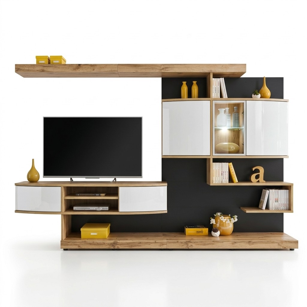 Bruine woonkamer inrichting luxe woonkamer designer tv-standaard meubels nieuw