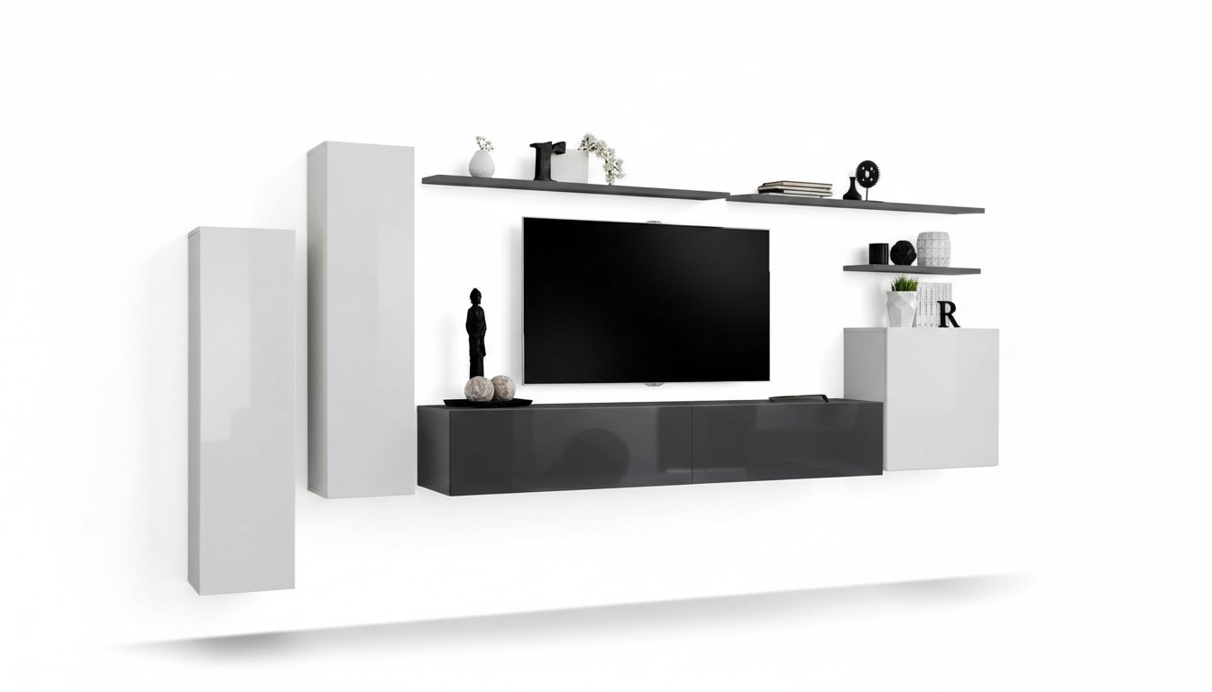 Set van 7 delen woonkamer tv-standaard kast wandmeubel hout modern meubels