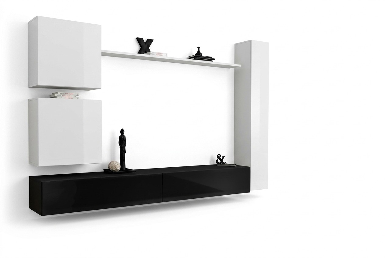 Ontwerp wandmeubel dressoir 3x kast tv-standaard set 6-delig houten meubelstijl ontwerper.