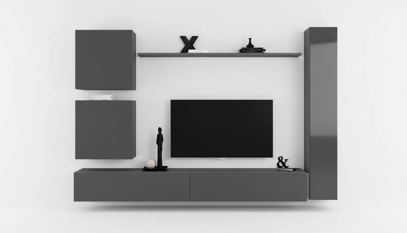 Wandmeubel ontwerper meubels grijs wandkast luxe inrichting houten meubels modern.