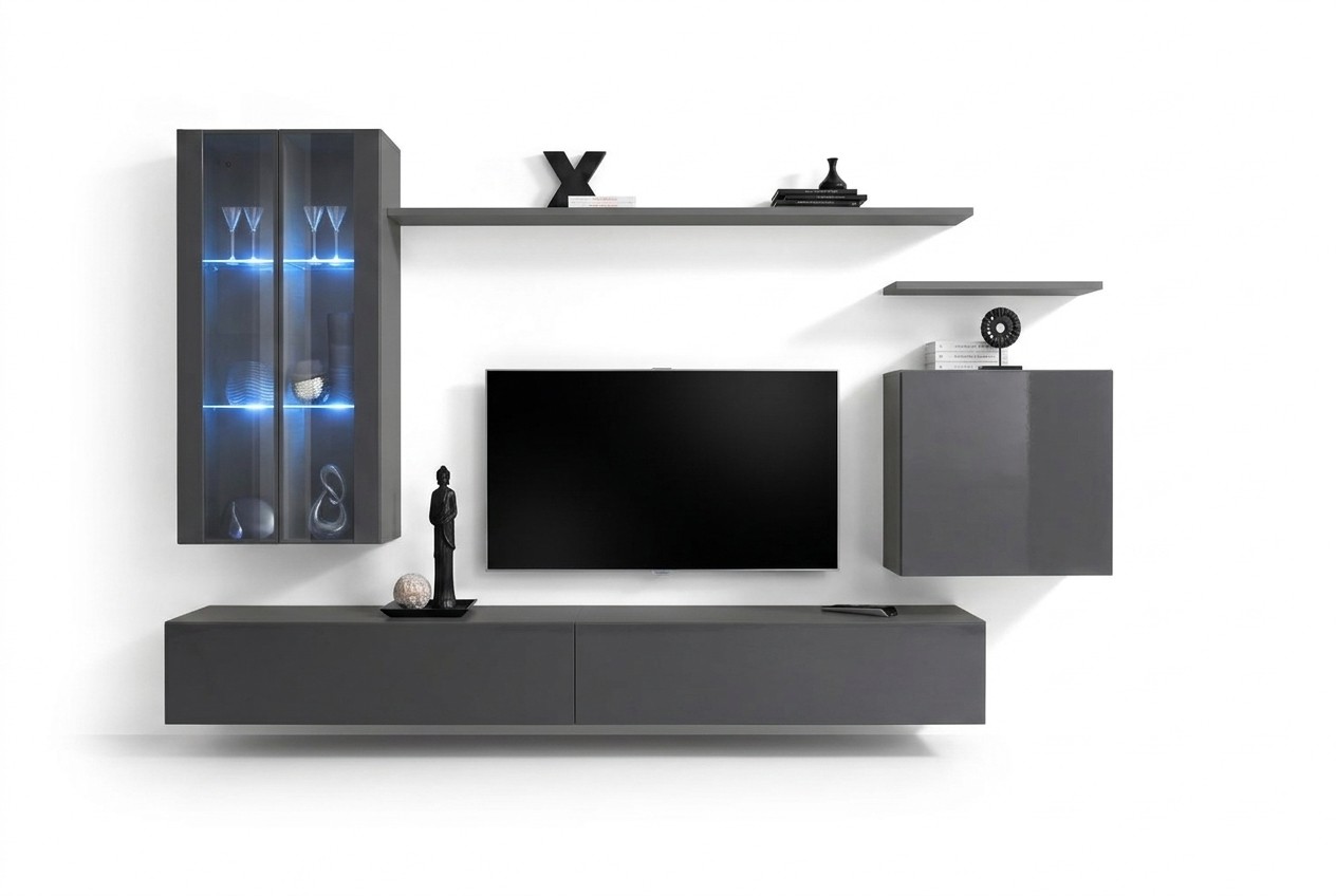 Wandmeubel Grijs Woonkamermeubels Wandkast Houten meubels Luxe Dressoir Nieuw
