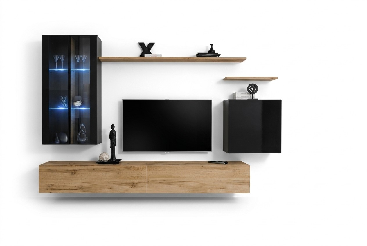 Wandmeubel Hangende Vitrine Wandkast Ontwerper TV-standaard Inrichting Planken Modern