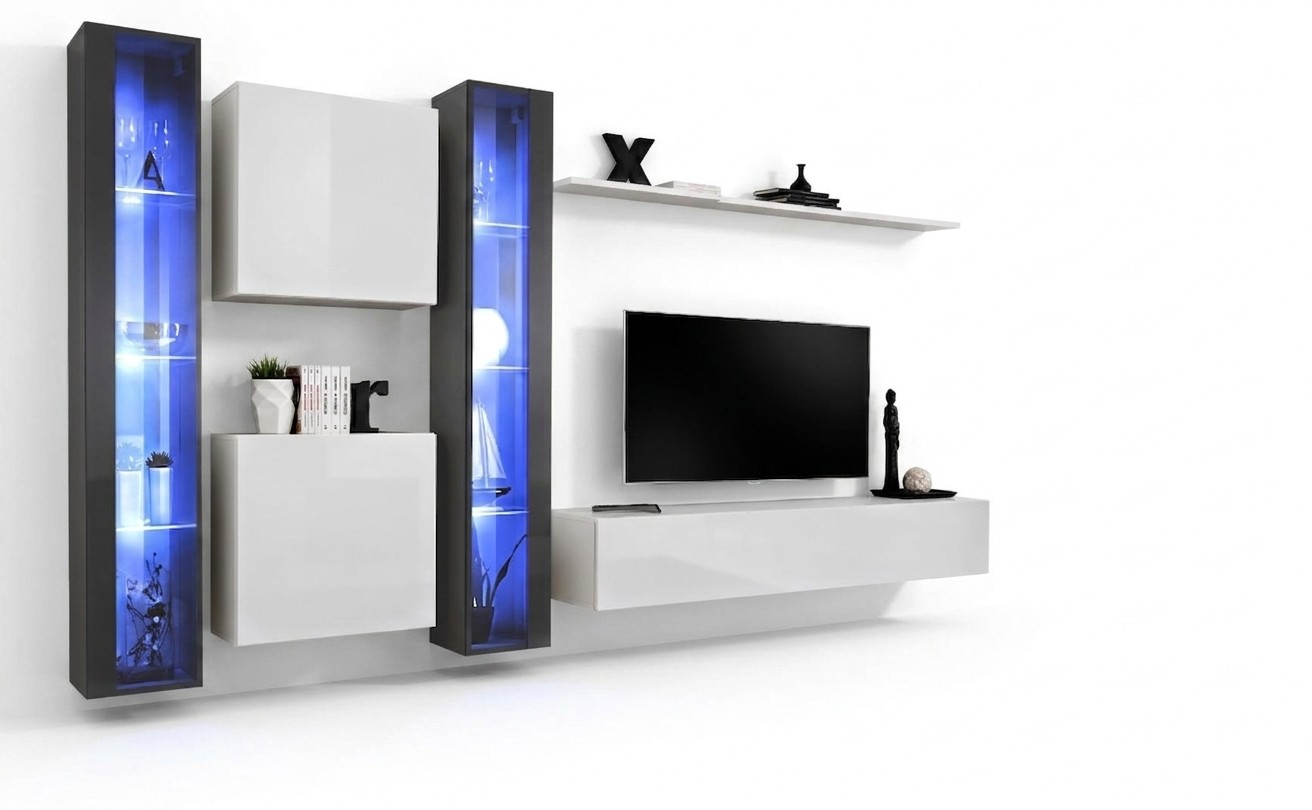 Wandmeubel Compleet Set 6-delig Hangende Vitrine Woonkamermeubilair Wandkast