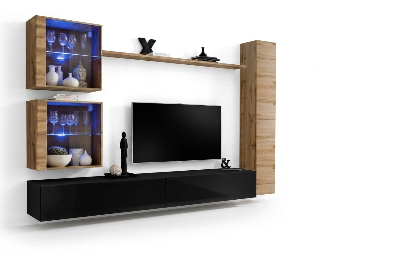 Ontwerper woonkamermeubels wandkast woonwanden plank tv-standaard set 6-delig.