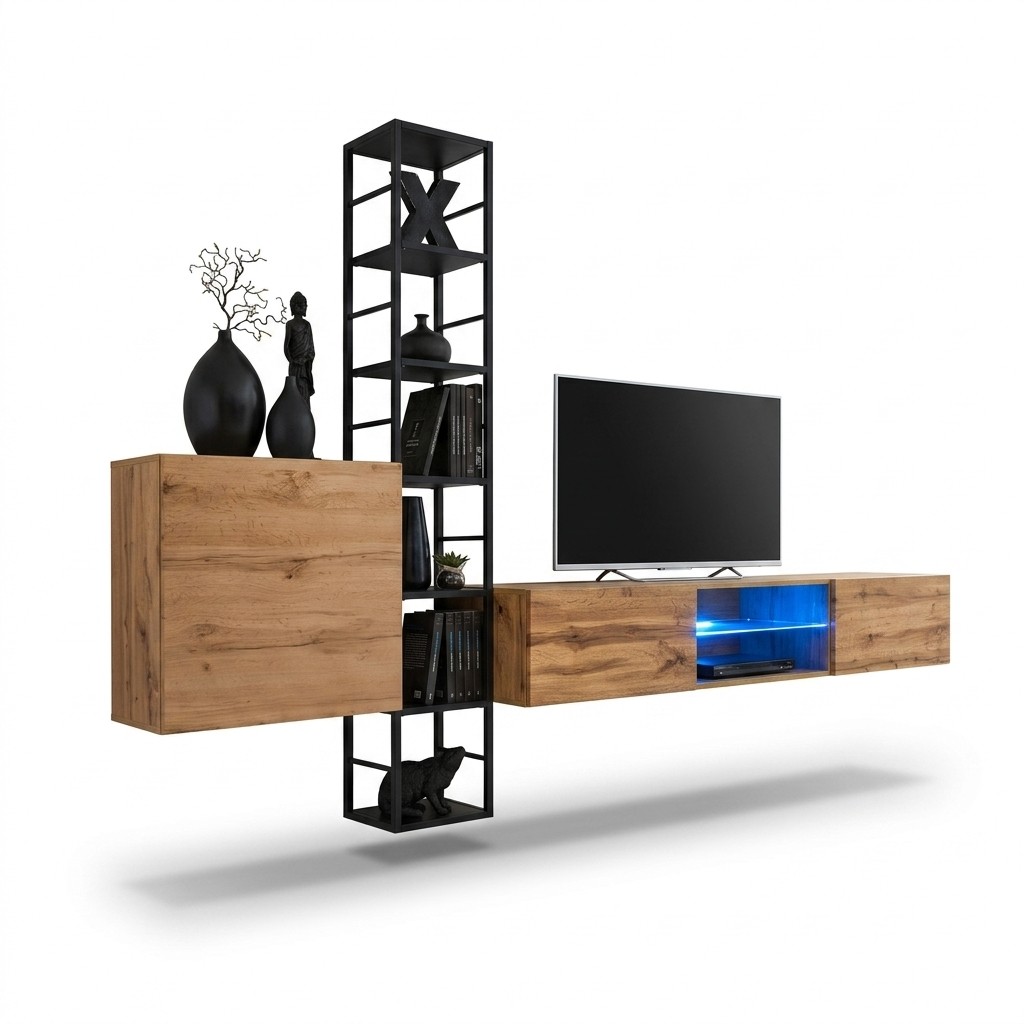 Plank wand woonwand muurkast rek ontwerp tv-standaard dressoir luxe nieuw