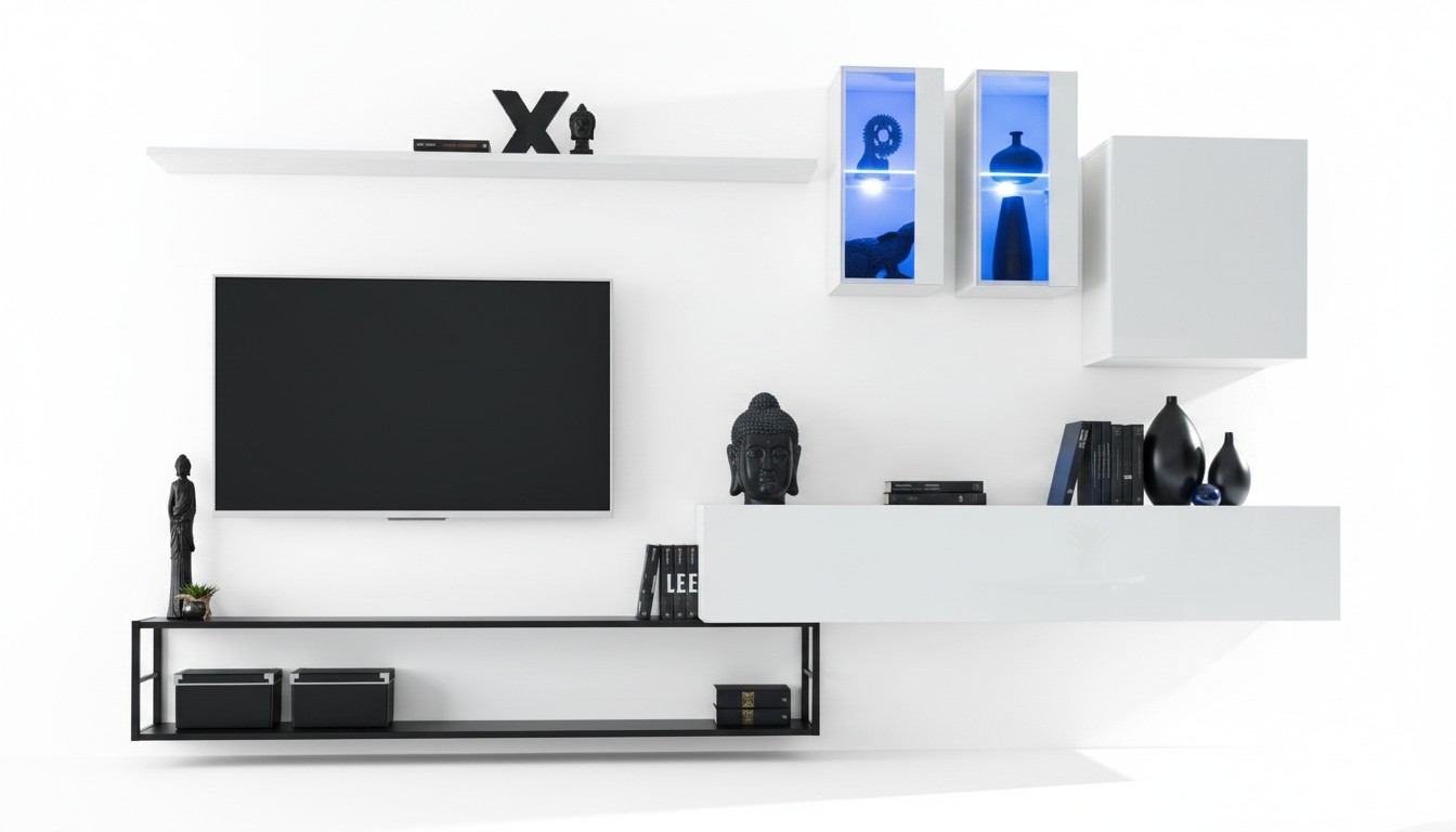 Complete woonkamerwand ontwerper luxe woonkamermeubels Wit tv-standaard dressoir.