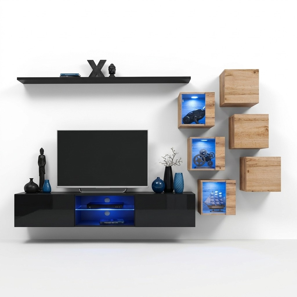 Houten meubels Moderne woonwand Designer woonkamermeubelen TV-standaard Wandkast