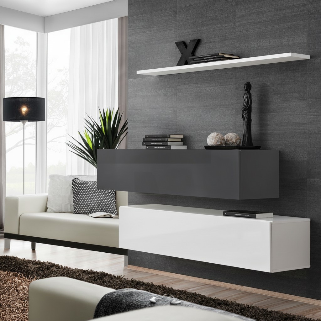 2x Kasten Woonkamer Set Luxe Design Inrichting Muurrek Houten Meubels Woonkamer