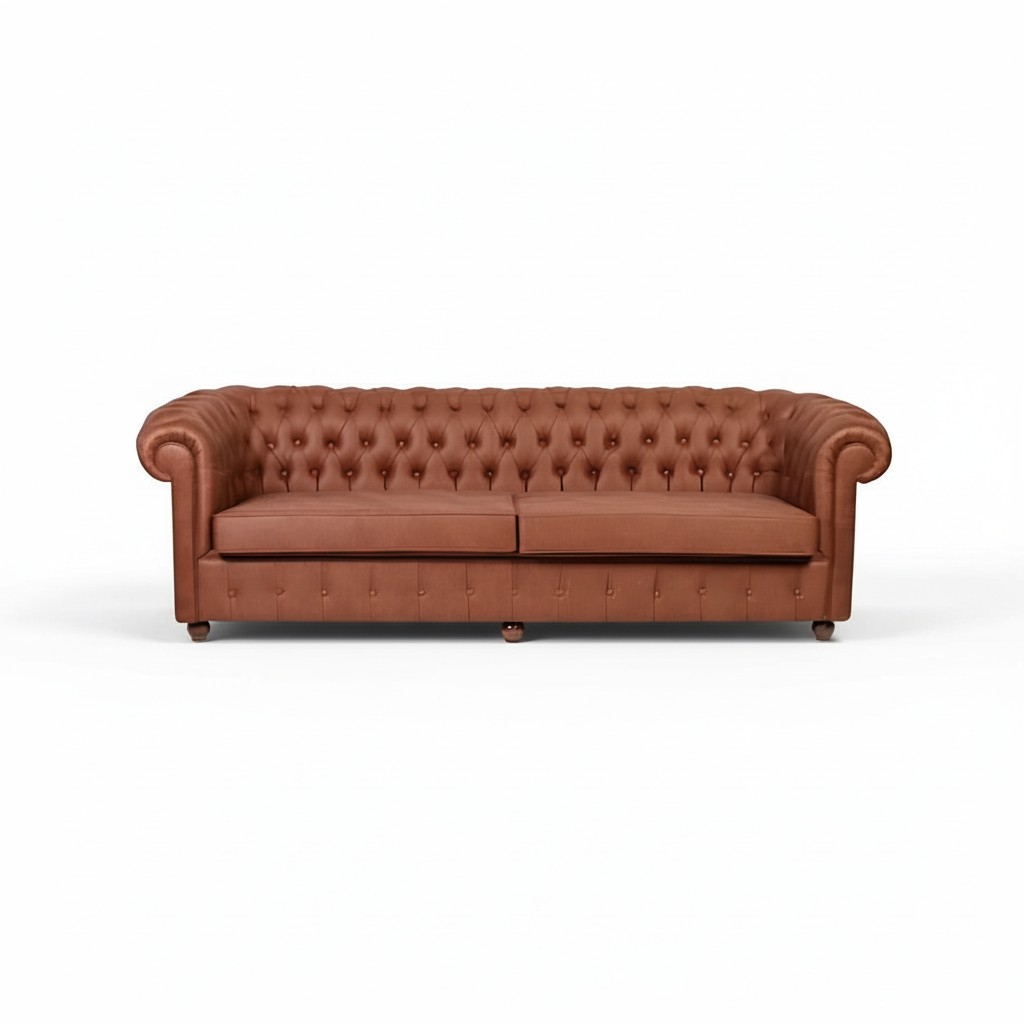 Bruine Chesterfield bankstel met 3 zitplaatsen Moderne bankstellen voor de woonkamer.