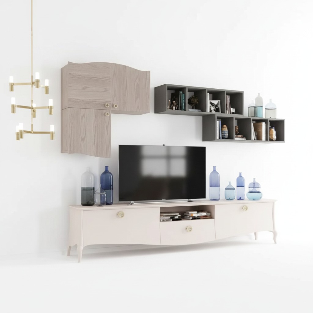 Wandmeubel RTV wandschakel plank woonkamer houten kasten muur planken