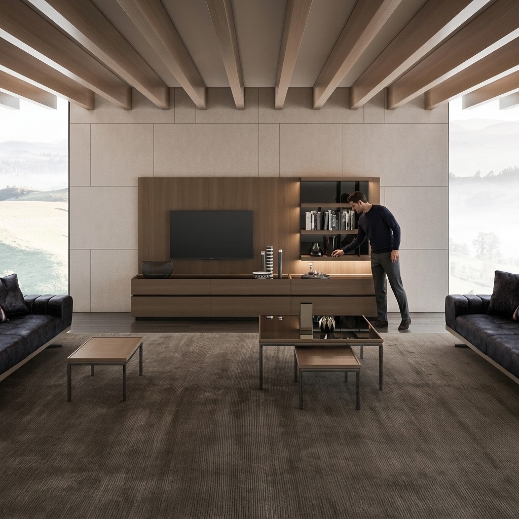 Houten meubels Woonkamer Luxe Wandmeubel Modern Design Inrichting Nieuw