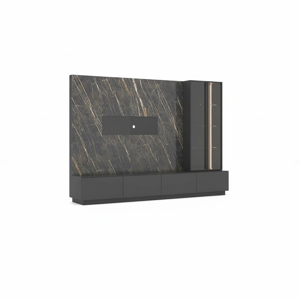 Designer wandmeubel 6-delig luxe houten meubels woonkamer meubels grijs modern