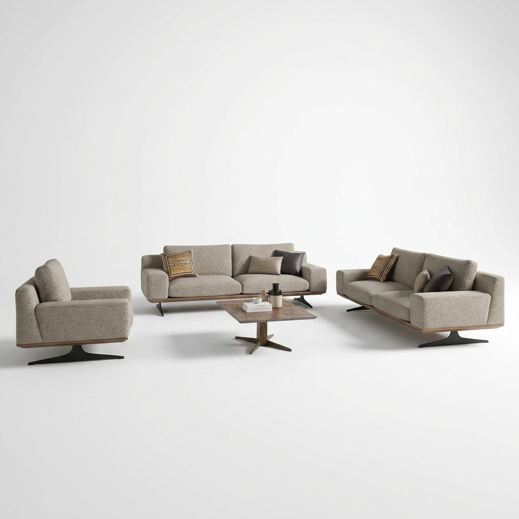 Woonkamerset 6-delig 2x Bank Driepersoons Modern 2x Fauteuil Bankstel Salontafel  Woonkamerset 6-delig 2x Bank Driepersoons Modern 2x Fauteuil Bankstel Salontafel