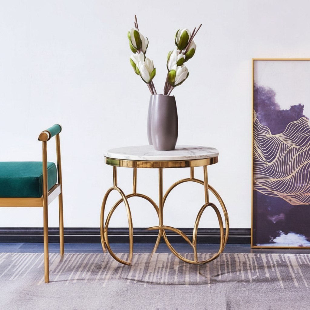 Bijzettafel Tafel Bijzettafel Designer Meubels Goud Rond Roestvrijstalen Tafel